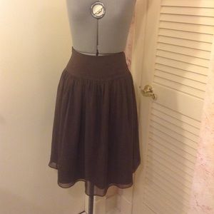 Dark Brown Knee Length Full Skirt